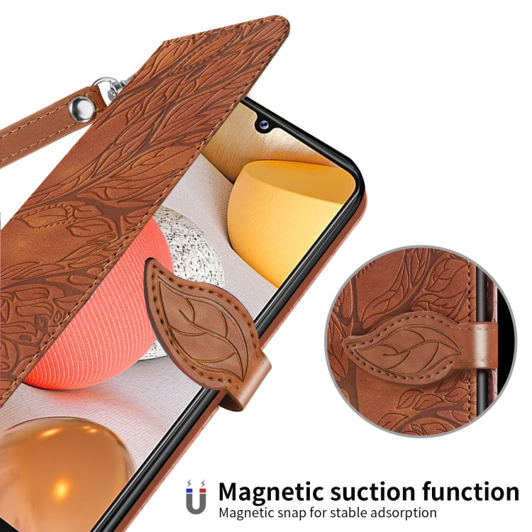 For Samsung Galaxy A12 Life of Tree Embossing Pattern Horizontal Flip Leather Case with Holder & Card Slot & Wallet & Photo Frame & Lanyard