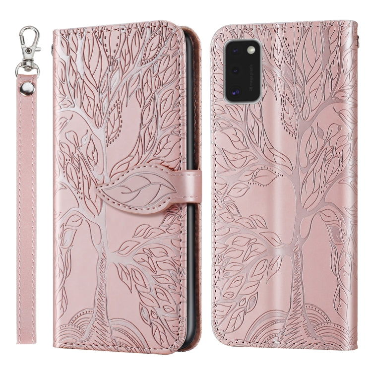 For Samsung Galaxy A41 Life of Tree Embossing Pattern Horizontal Flip Leather Case with Holder & Card Slot & Wallet & Photo Frame & Lanyard