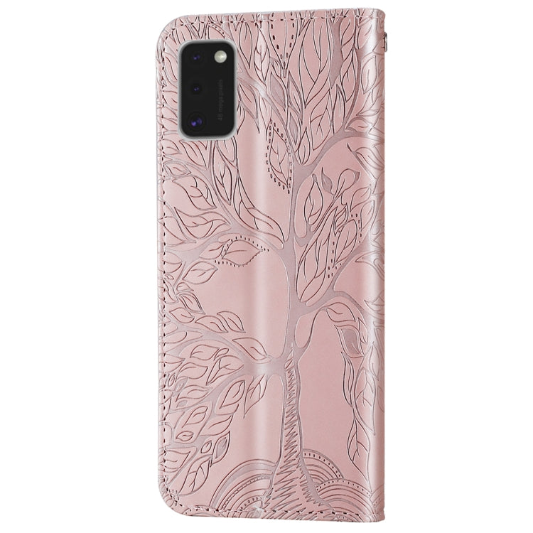 For Samsung Galaxy A41 Life of Tree Embossing Pattern Horizontal Flip Leather Case with Holder & Card Slot & Wallet & Photo Frame & Lanyard