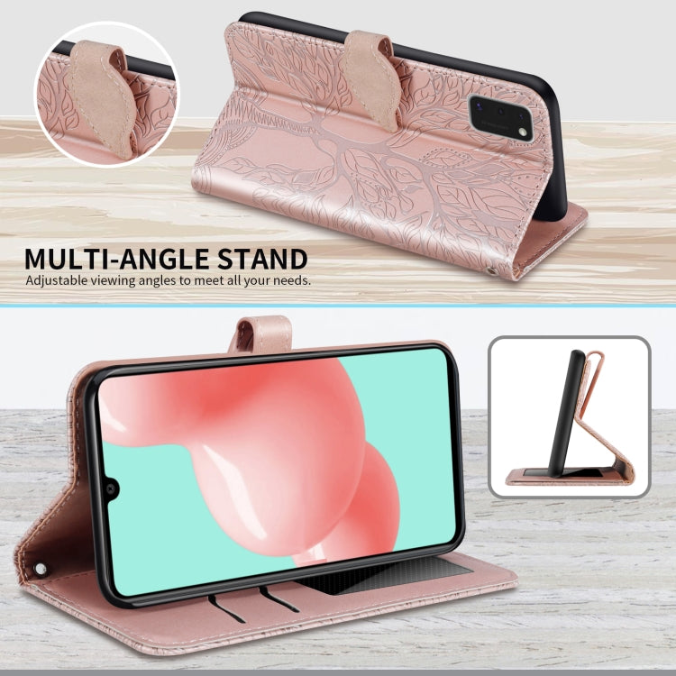 For Samsung Galaxy A41 Life of Tree Embossing Pattern Horizontal Flip Leather Case with Holder & Card Slot & Wallet & Photo Frame & Lanyard