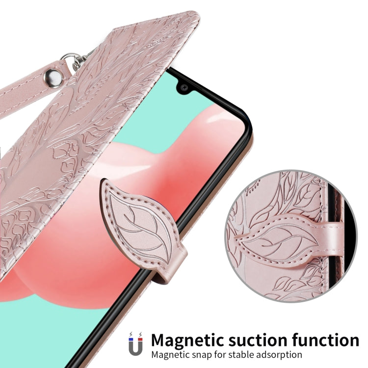 For Samsung Galaxy A41 Life of Tree Embossing Pattern Horizontal Flip Leather Case with Holder & Card Slot & Wallet & Photo Frame & Lanyard