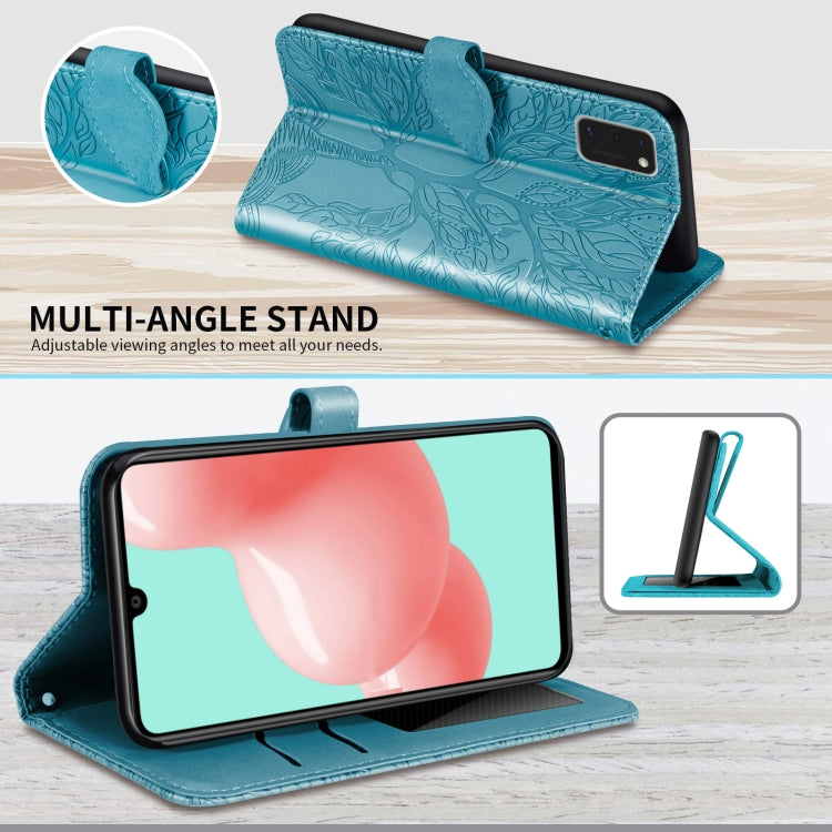 For Samsung Galaxy A41 Life of Tree Embossing Pattern Horizontal Flip Leather Case with Holder & Card Slot & Wallet & Photo Frame & Lanyard