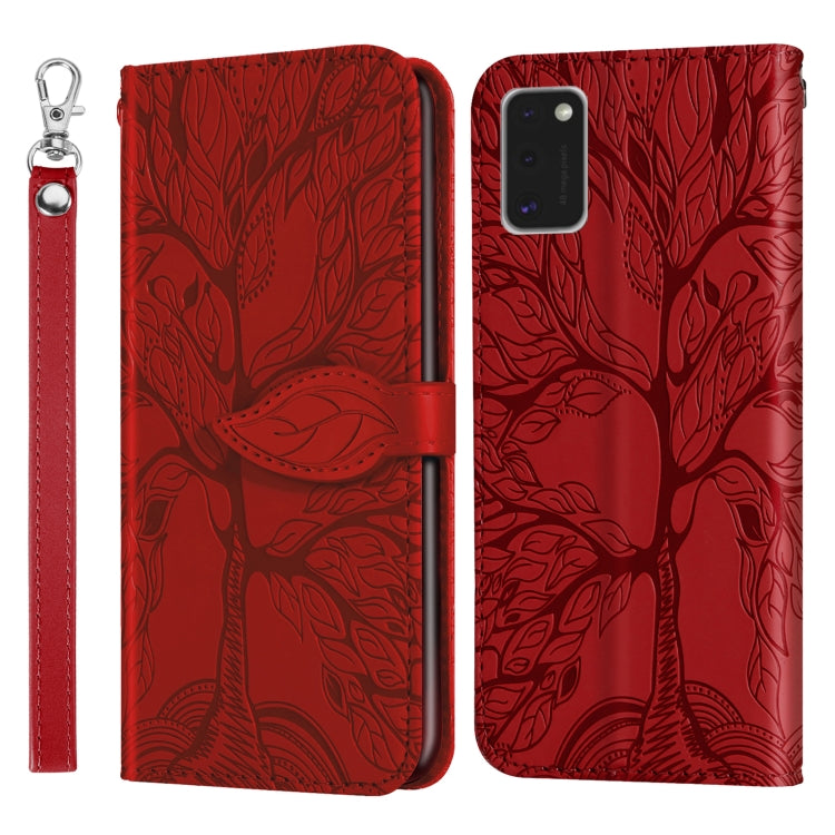 For Samsung Galaxy A41 Life of Tree Embossing Pattern Horizontal Flip Leather Case with Holder & Card Slot & Wallet & Photo Frame & Lanyard