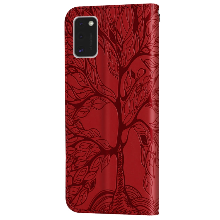 For Samsung Galaxy A41 Life of Tree Embossing Pattern Horizontal Flip Leather Case with Holder & Card Slot & Wallet & Photo Frame & Lanyard