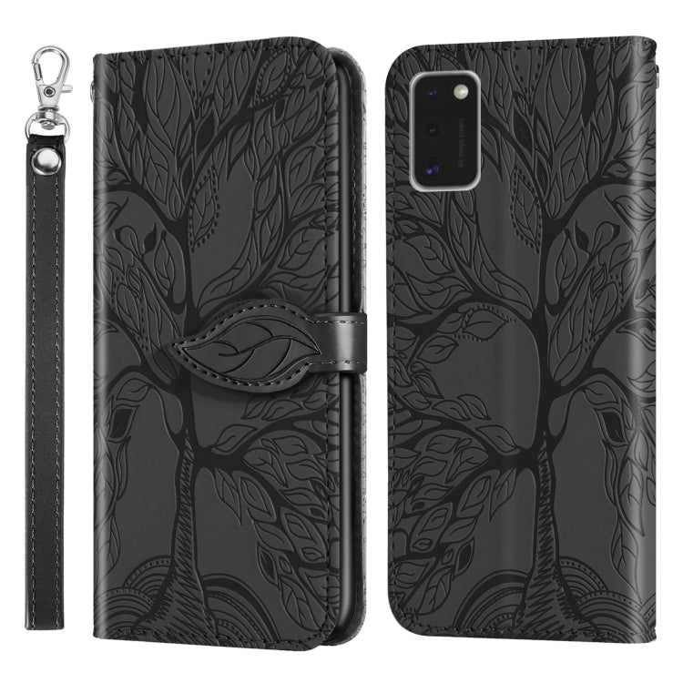 For Samsung Galaxy A41 Life of Tree Embossing Pattern Horizontal Flip Leather Case with Holder & Card Slot & Wallet & Photo Frame & Lanyard
