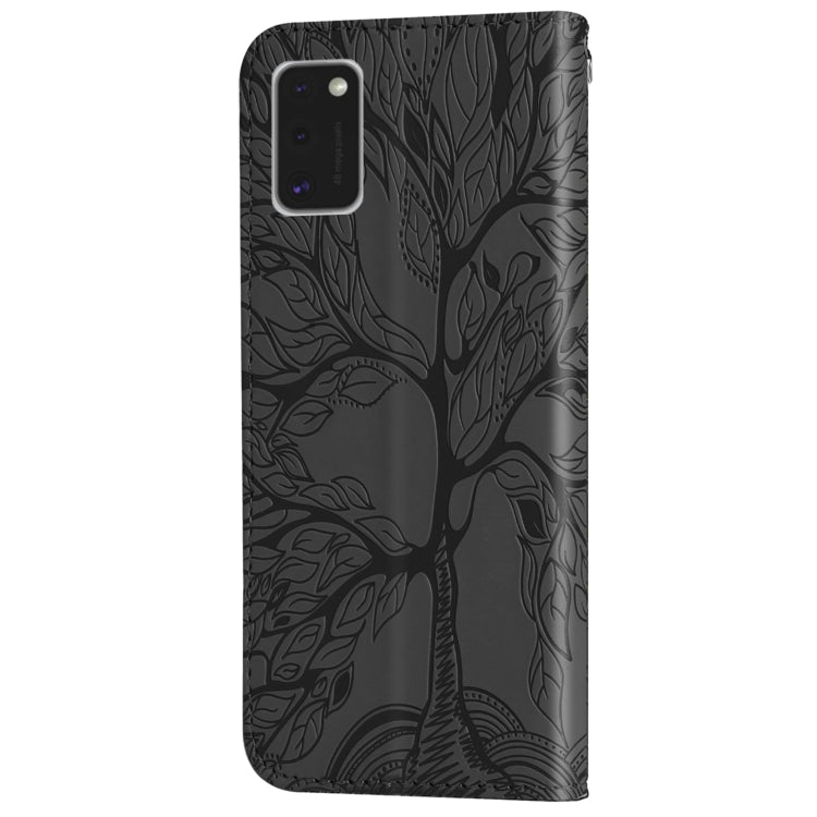 For Samsung Galaxy A41 Life of Tree Embossing Pattern Horizontal Flip Leather Case with Holder & Card Slot & Wallet & Photo Frame & Lanyard