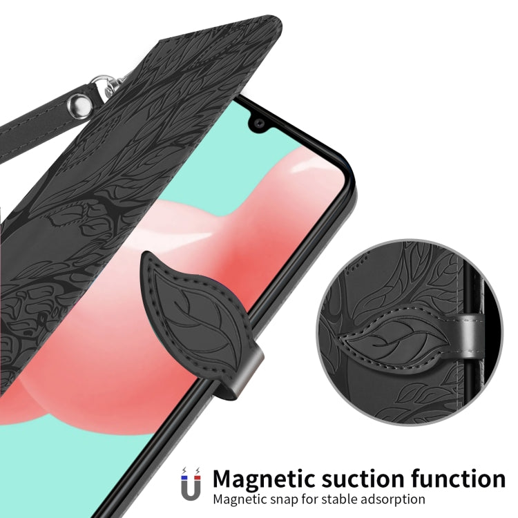 For Samsung Galaxy A41 Life of Tree Embossing Pattern Horizontal Flip Leather Case with Holder & Card Slot & Wallet & Photo Frame & Lanyard