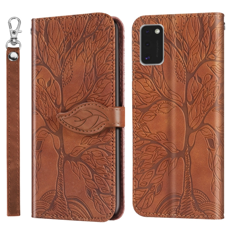 For Samsung Galaxy A41 Life of Tree Embossing Pattern Horizontal Flip Leather Case with Holder & Card Slot & Wallet & Photo Frame & Lanyard
