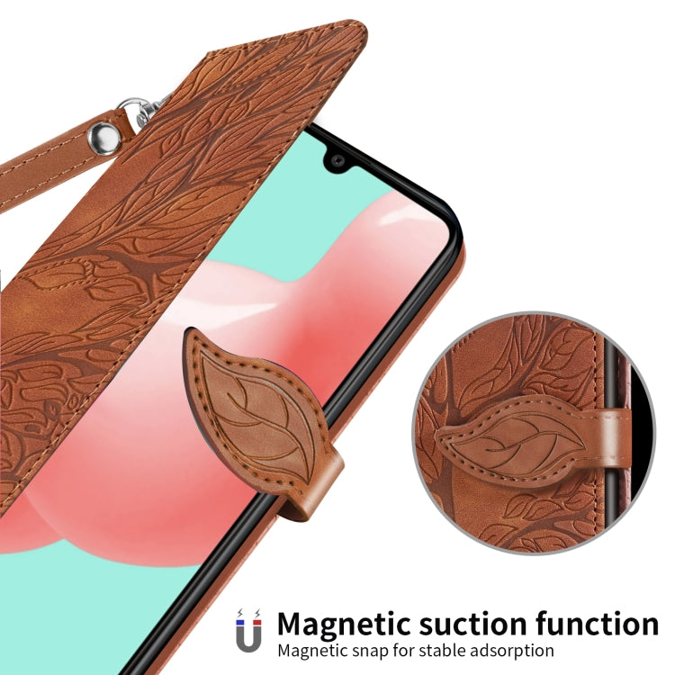 For Samsung Galaxy A41 Life of Tree Embossing Pattern Horizontal Flip Leather Case with Holder & Card Slot & Wallet & Photo Frame & Lanyard