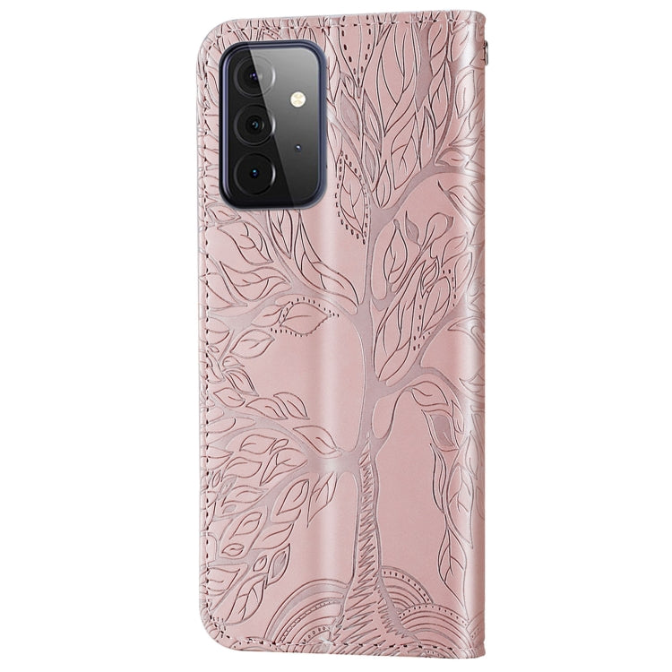 For Samsung Galaxy A72 5G / 4G Life of Tree Embossing Pattern Horizontal Flip Leather Case with Holder & Card Slot & Wallet & Photo Frame & Lanyard