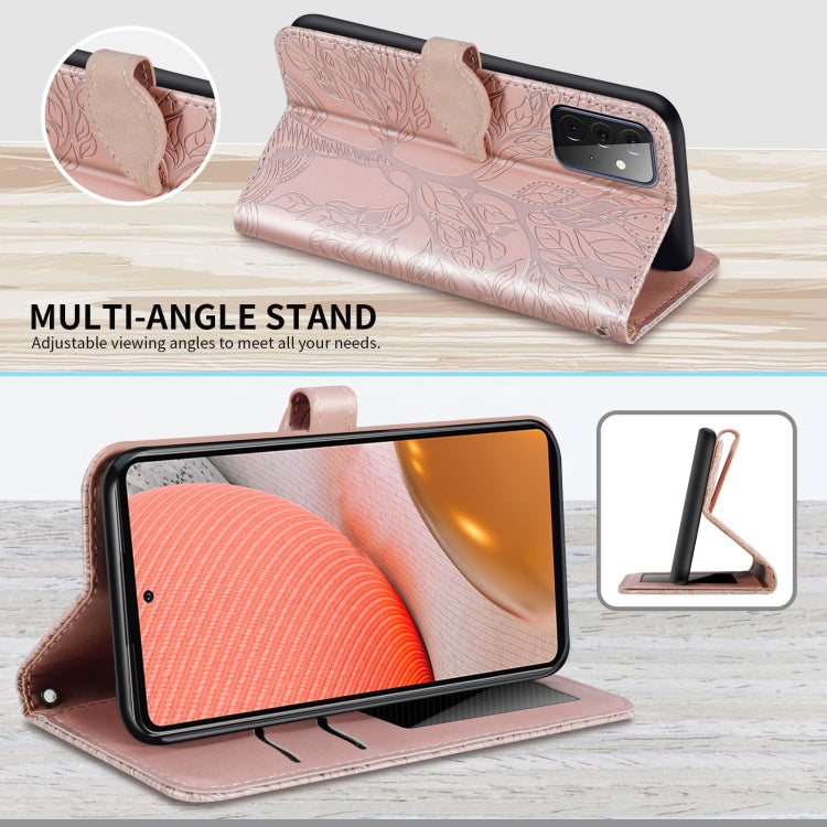 For Samsung Galaxy A72 5G / 4G Life of Tree Embossing Pattern Horizontal Flip Leather Case with Holder & Card Slot & Wallet & Photo Frame & Lanyard