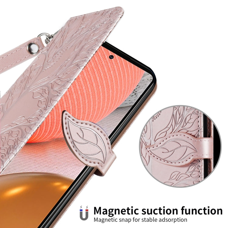 For Samsung Galaxy A72 5G / 4G Life of Tree Embossing Pattern Horizontal Flip Leather Case with Holder & Card Slot & Wallet & Photo Frame & Lanyard