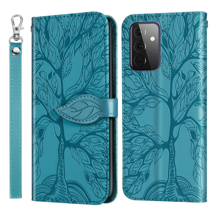 For Samsung Galaxy A72 5G / 4G Life of Tree Embossing Pattern Horizontal Flip Leather Case with Holder & Card Slot & Wallet & Photo Frame & Lanyard