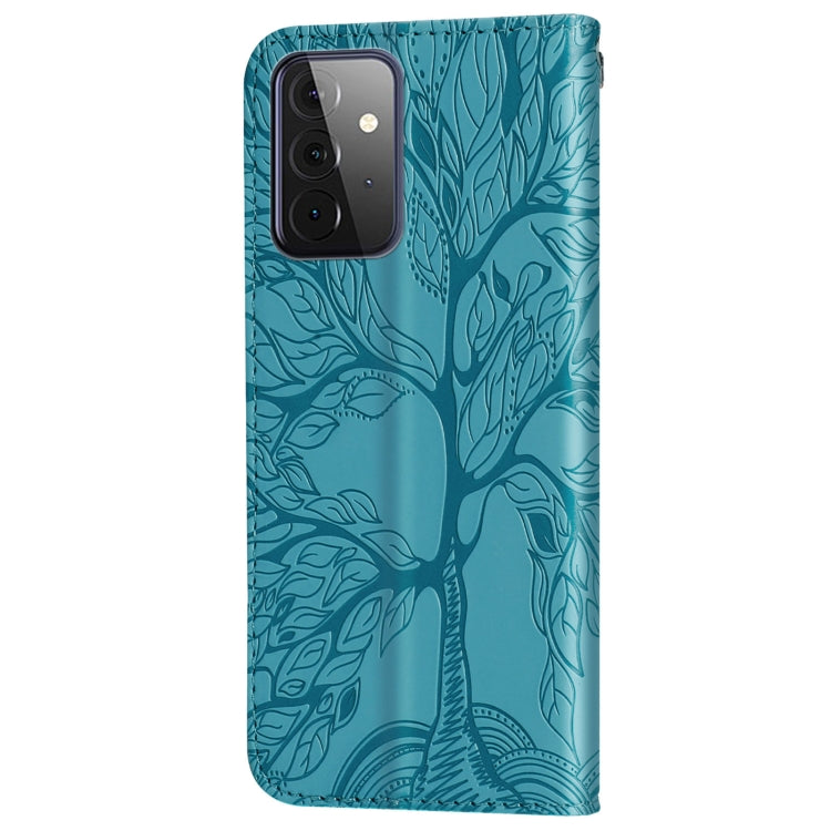 For Samsung Galaxy A72 5G / 4G Life of Tree Embossing Pattern Horizontal Flip Leather Case with Holder & Card Slot & Wallet & Photo Frame & Lanyard