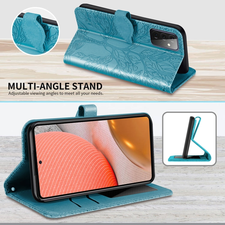 For Samsung Galaxy A72 5G / 4G Life of Tree Embossing Pattern Horizontal Flip Leather Case with Holder & Card Slot & Wallet & Photo Frame & Lanyard