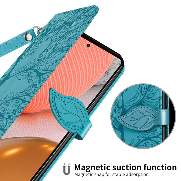 For Samsung Galaxy A72 5G / 4G Life of Tree Embossing Pattern Horizontal Flip Leather Case with Holder & Card Slot & Wallet & Photo Frame & Lanyard