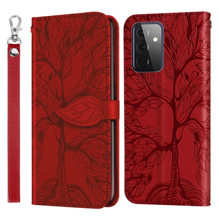 For Samsung Galaxy A72 5G / 4G Life of Tree Embossing Pattern Horizontal Flip Leather Case with Holder & Card Slot & Wallet & Photo Frame & Lanyard