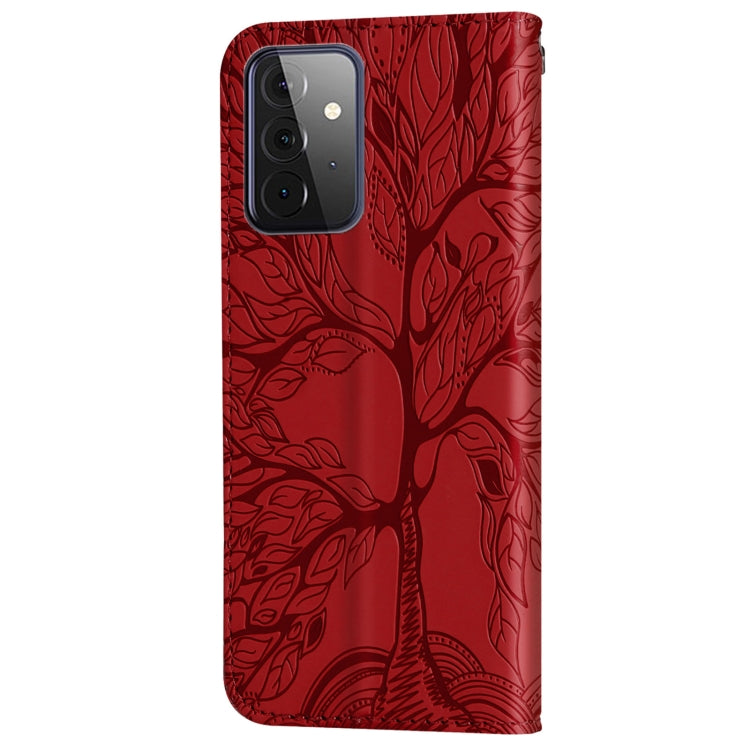 For Samsung Galaxy A72 5G / 4G Life of Tree Embossing Pattern Horizontal Flip Leather Case with Holder & Card Slot & Wallet & Photo Frame & Lanyard