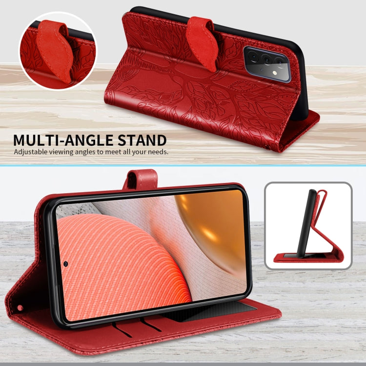 For Samsung Galaxy A72 5G / 4G Life of Tree Embossing Pattern Horizontal Flip Leather Case with Holder & Card Slot & Wallet & Photo Frame & Lanyard
