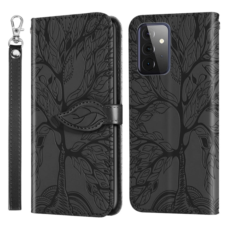 For Samsung Galaxy A72 5G / 4G Life of Tree Embossing Pattern Horizontal Flip Leather Case with Holder & Card Slot & Wallet & Photo Frame & Lanyard