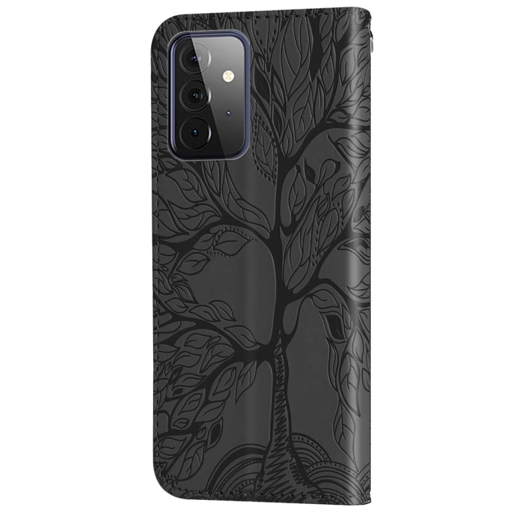 For Samsung Galaxy A72 5G / 4G Life of Tree Embossing Pattern Horizontal Flip Leather Case with Holder & Card Slot & Wallet & Photo Frame & Lanyard