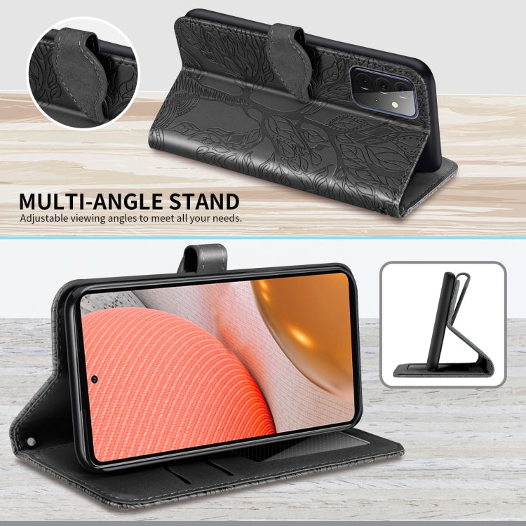 For Samsung Galaxy A72 5G / 4G Life of Tree Embossing Pattern Horizontal Flip Leather Case with Holder & Card Slot & Wallet & Photo Frame & Lanyard
