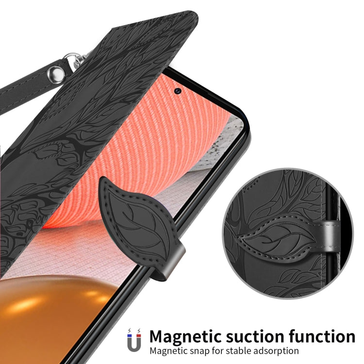 For Samsung Galaxy A72 5G / 4G Life of Tree Embossing Pattern Horizontal Flip Leather Case with Holder & Card Slot & Wallet & Photo Frame & Lanyard