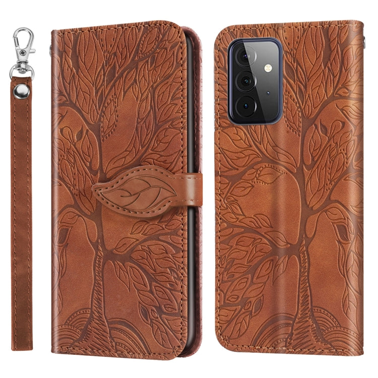 For Samsung Galaxy A72 5G / 4G Life of Tree Embossing Pattern Horizontal Flip Leather Case with Holder & Card Slot & Wallet & Photo Frame & Lanyard