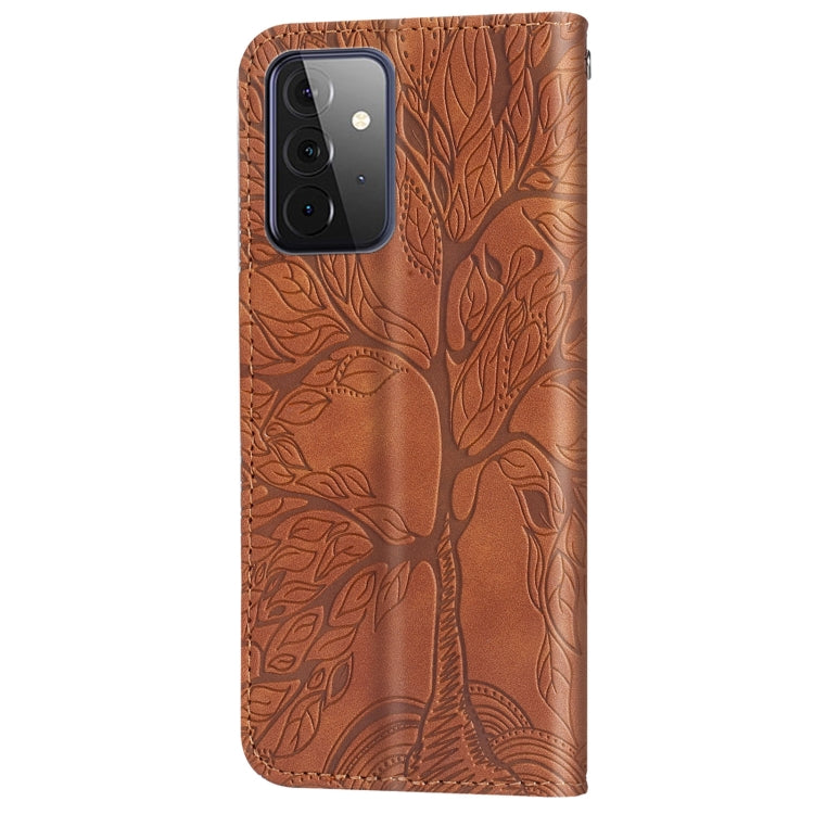 For Samsung Galaxy A72 5G / 4G Life of Tree Embossing Pattern Horizontal Flip Leather Case with Holder & Card Slot & Wallet & Photo Frame & Lanyard