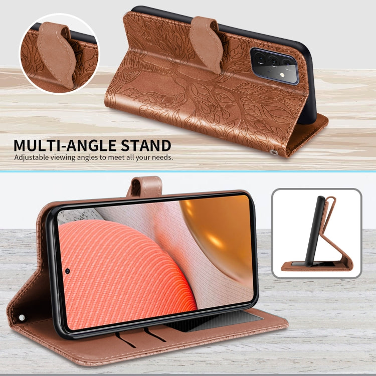 For Samsung Galaxy A72 5G / 4G Life of Tree Embossing Pattern Horizontal Flip Leather Case with Holder & Card Slot & Wallet & Photo Frame & Lanyard