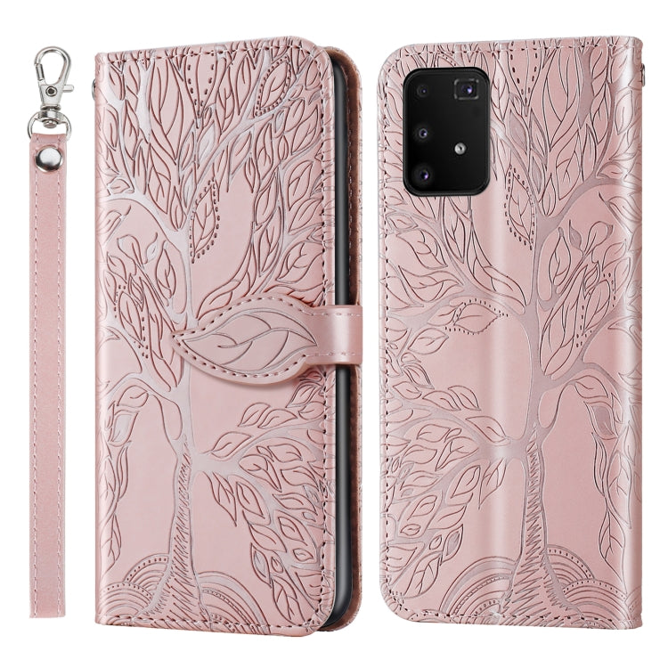 For Samsung Galaxy A91 Life of Tree Embossing Pattern Horizontal Flip Leather Case with Holder & Card Slot & Wallet & Photo Frame & Lanyard