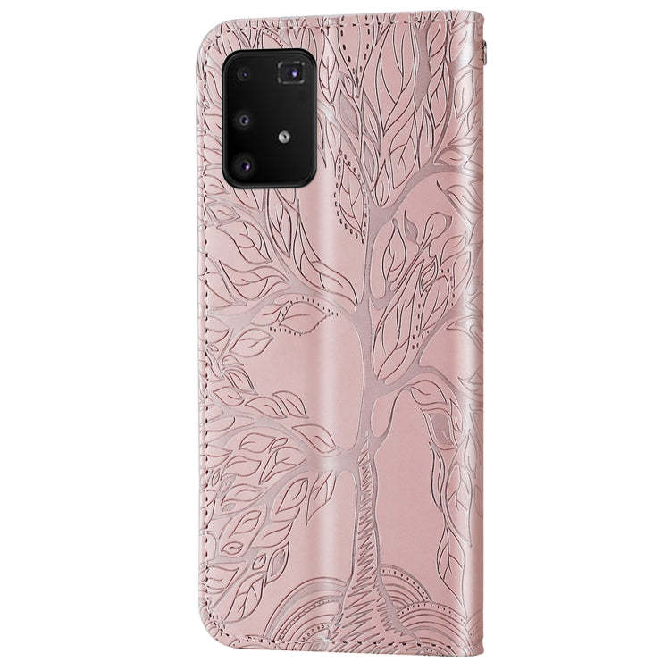 For Samsung Galaxy A91 Life of Tree Embossing Pattern Horizontal Flip Leather Case with Holder & Card Slot & Wallet & Photo Frame & Lanyard