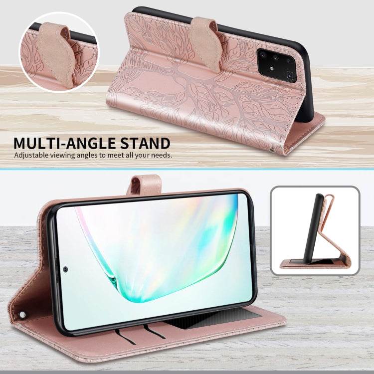 For Samsung Galaxy A91 Life of Tree Embossing Pattern Horizontal Flip Leather Case with Holder & Card Slot & Wallet & Photo Frame & Lanyard