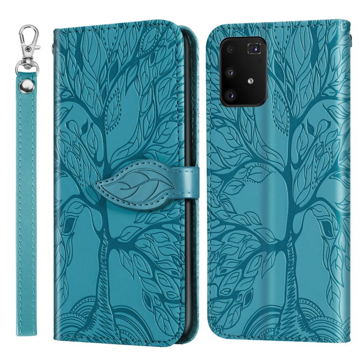 For Samsung Galaxy A91 Life of Tree Embossing Pattern Horizontal Flip Leather Case with Holder & Card Slot & Wallet & Photo Frame & Lanyard