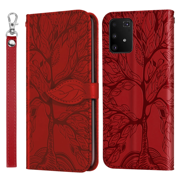 For Samsung Galaxy A91 Life of Tree Embossing Pattern Horizontal Flip Leather Case with Holder & Card Slot & Wallet & Photo Frame & Lanyard