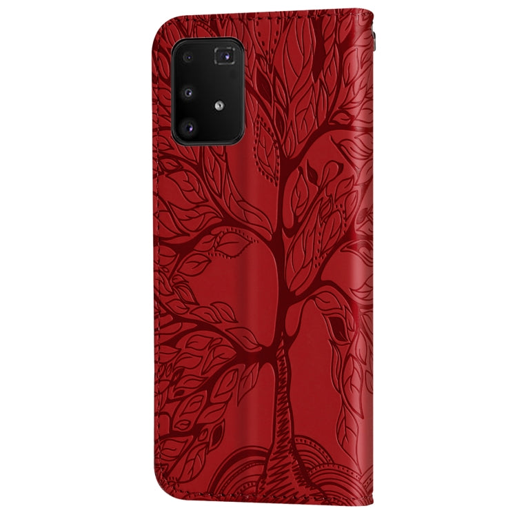 For Samsung Galaxy A91 Life of Tree Embossing Pattern Horizontal Flip Leather Case with Holder & Card Slot & Wallet & Photo Frame & Lanyard