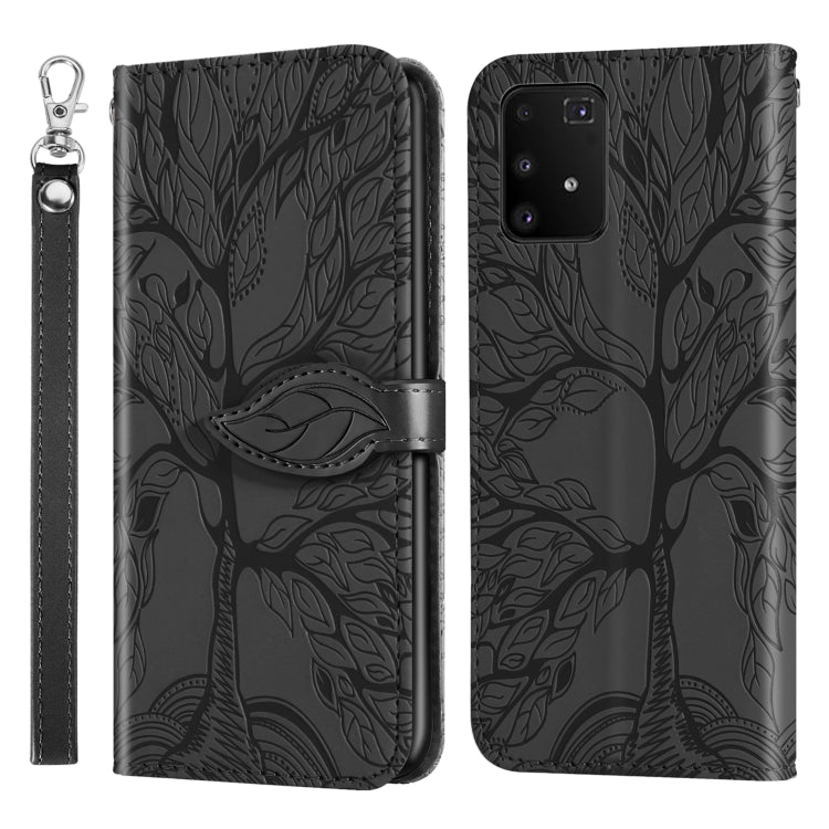 For Samsung Galaxy A91 Life of Tree Embossing Pattern Horizontal Flip Leather Case with Holder & Card Slot & Wallet & Photo Frame & Lanyard