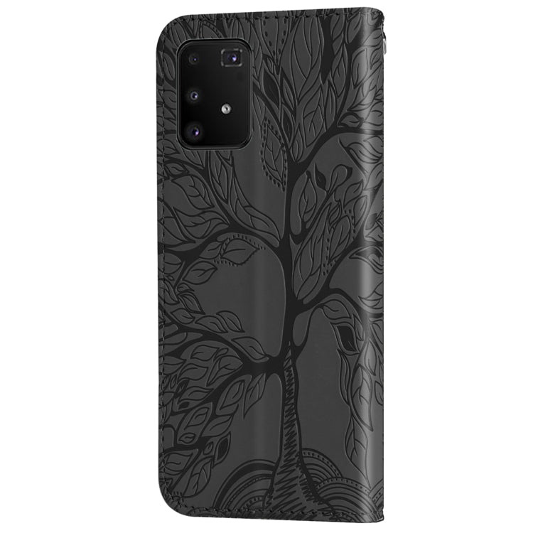For Samsung Galaxy A91 Life of Tree Embossing Pattern Horizontal Flip Leather Case with Holder & Card Slot & Wallet & Photo Frame & Lanyard