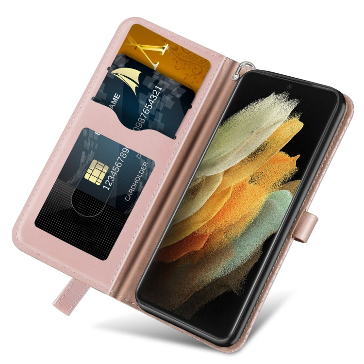 For Samsung Galaxy S21 Ultra 5G Life of Tree Embossing Pattern Horizontal Flip Leather Case with Holder & Card Slot & Wallet & Photo Frame & Lanyard
