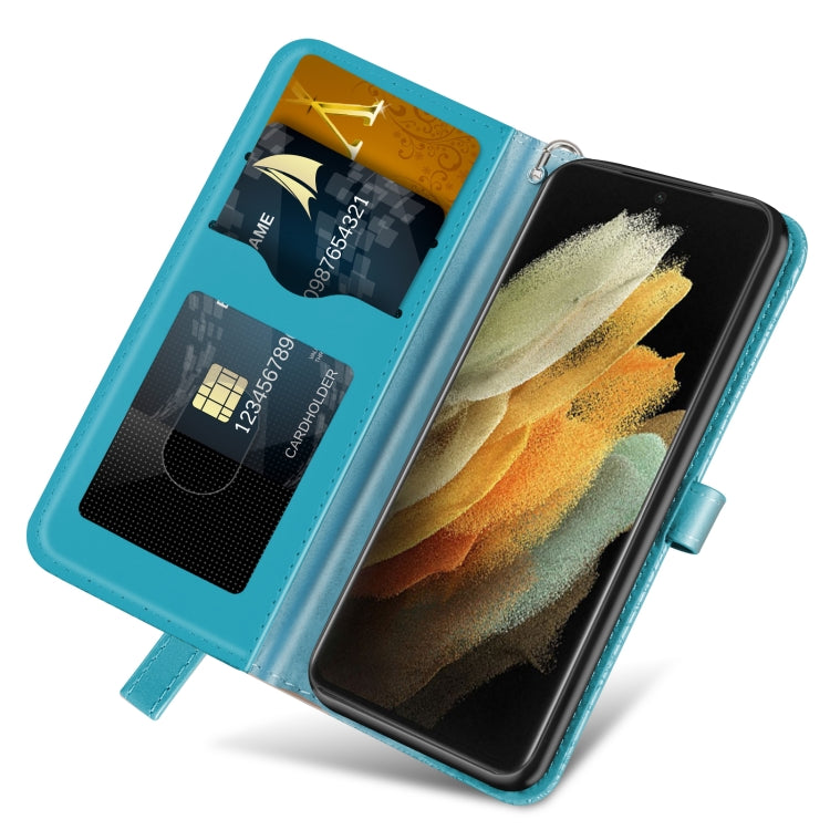 For Samsung Galaxy S21 Ultra 5G Life of Tree Embossing Pattern Horizontal Flip Leather Case with Holder & Card Slot & Wallet & Photo Frame & Lanyard