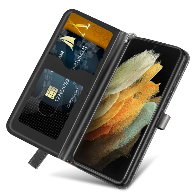 For Samsung Galaxy S21 Ultra 5G Life of Tree Embossing Pattern Horizontal Flip Leather Case with Holder & Card Slot & Wallet & Photo Frame & Lanyard