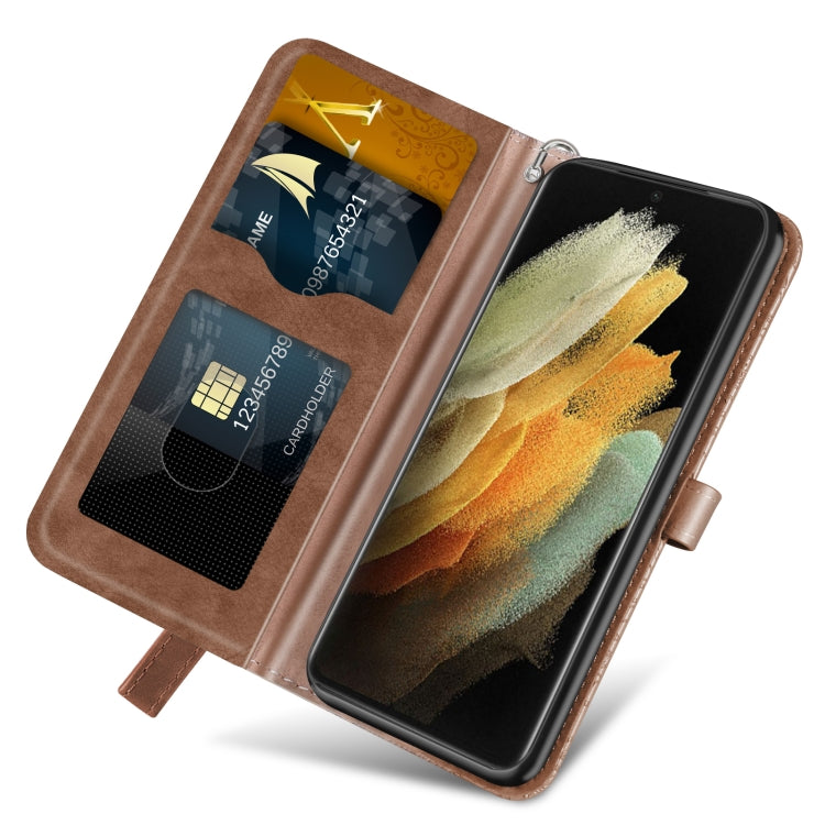 For Samsung Galaxy S21 Ultra 5G Life of Tree Embossing Pattern Horizontal Flip Leather Case with Holder & Card Slot & Wallet & Photo Frame & Lanyard