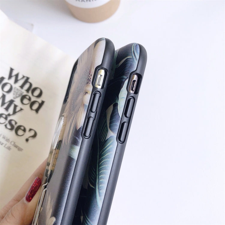For iPhone 11 Flower Series Painting Shockproof Multi-functional Invisible Ring Holder Protective Case with Vehicle Magnetic Sheet