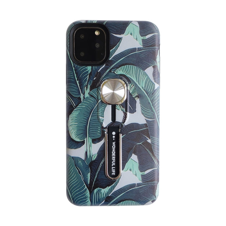 For iPhone 11 Flower Series Painting Shockproof Multi-functional Invisible Ring Holder Protective Case with Vehicle Magnetic Sheet