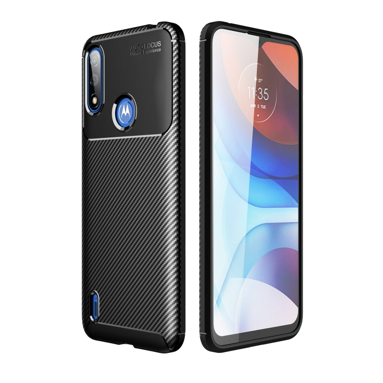 For Motorola Moto E7 Power Carbon Fiber Texture Shockproof TPU Case
