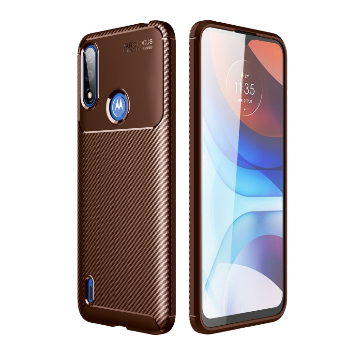 For Motorola Moto E7 Power Carbon Fiber Texture Shockproof TPU Case