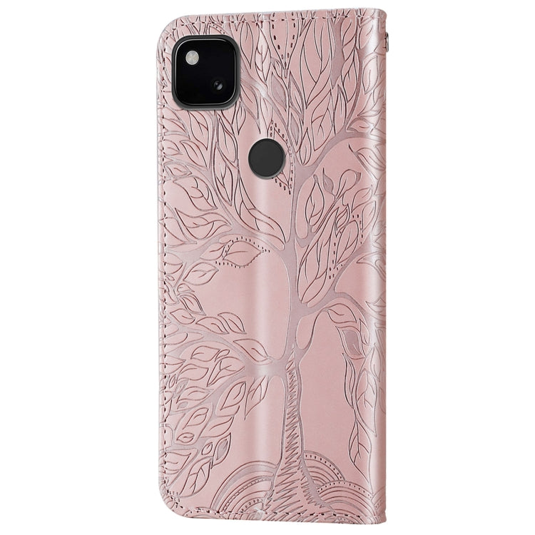 For Google Pixel 4a Life of Tree Embossing Pattern Horizontal Flip Leather Case with Holder & Card Slot & Wallet & Photo Frame & Lanyard