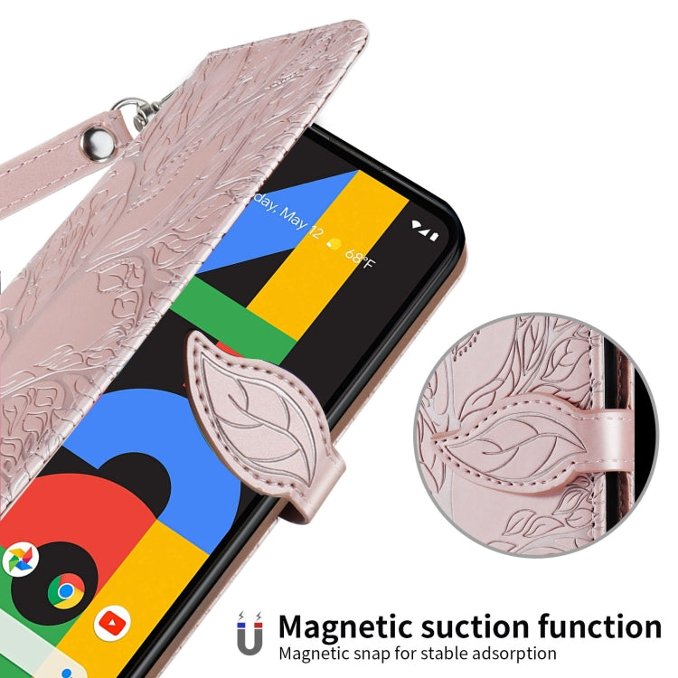 For Google Pixel 4a Life of Tree Embossing Pattern Horizontal Flip Leather Case with Holder & Card Slot & Wallet & Photo Frame & Lanyard