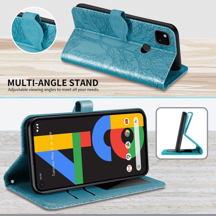For Google Pixel 4a Life of Tree Embossing Pattern Horizontal Flip Leather Case with Holder & Card Slot & Wallet & Photo Frame & Lanyard