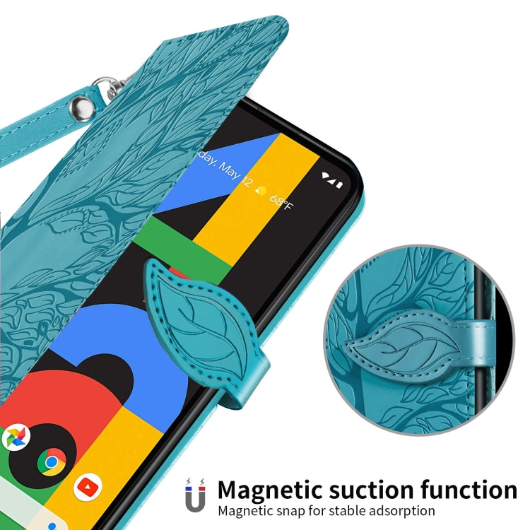 For Google Pixel 4a Life of Tree Embossing Pattern Horizontal Flip Leather Case with Holder & Card Slot & Wallet & Photo Frame & Lanyard